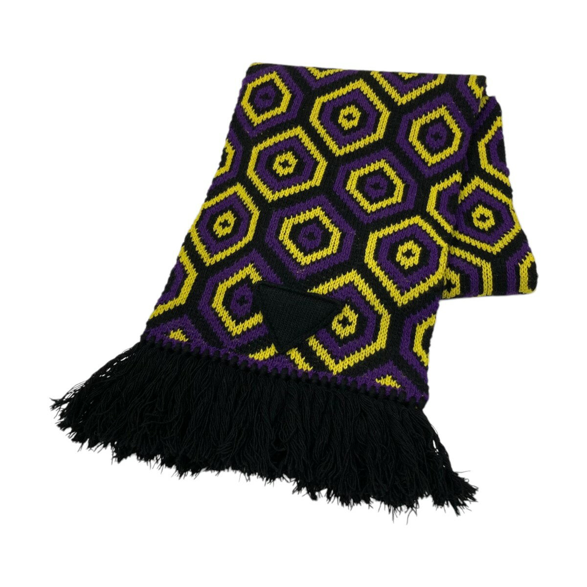 【中古】PRADA　フリンジマフラー UMS439 パープル×イエロー 【141125】（プラダ）