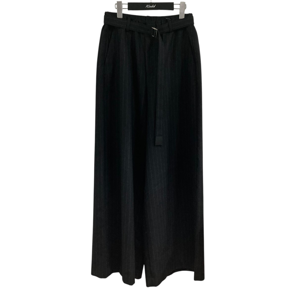 【中古】sacai ストライプベルテッドスラックス ブラック サイズ:1 【161125】(サカイ)