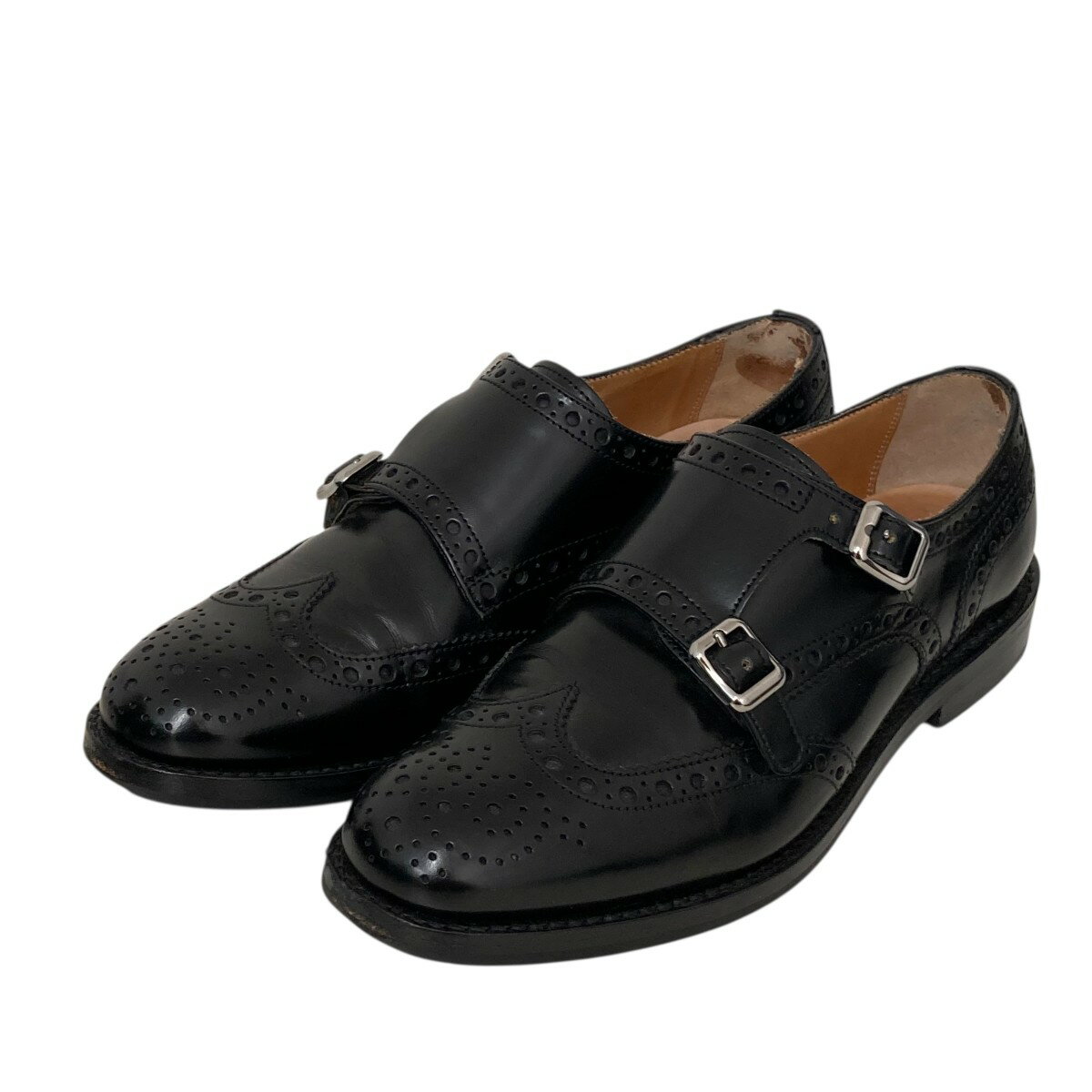 【中古】Church’s　Lana R ポリッシュドバインダー モンクブローグ レザーシューズ ブラック サイズ：3..