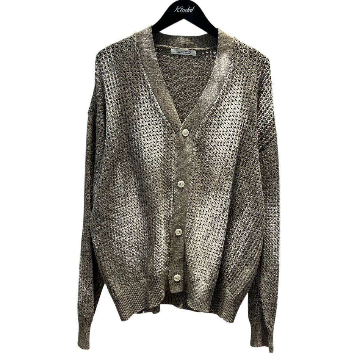 【中古】JOURNAL STANDARD　ブリーチ柄 ニットメッシュカーディガン 25080600900010 ブラウン サイズ：..