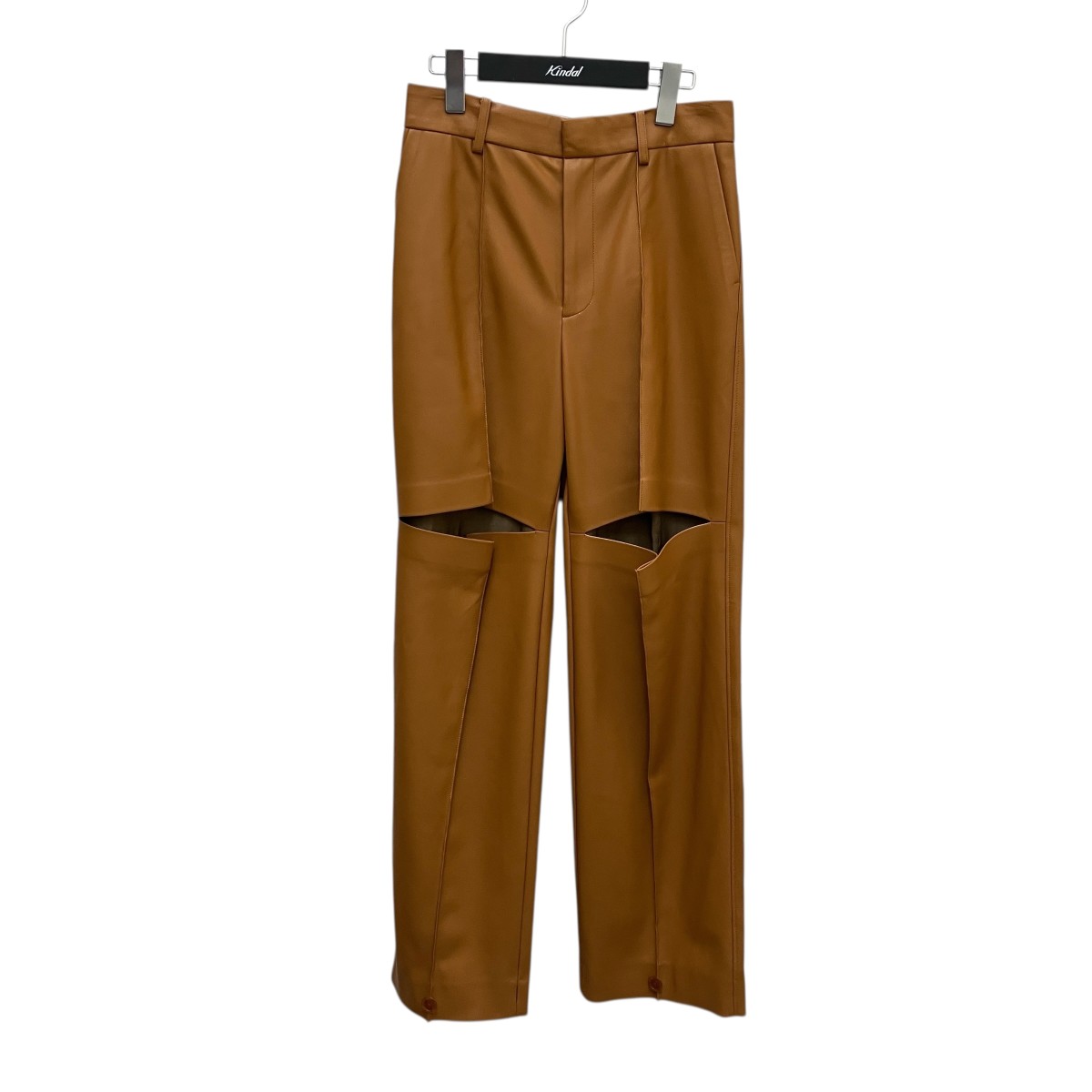 【中古】IRENE Faux Leather Slashed Pants フェイクレザーパンツ 22A88004 ライトブラウン サイズ：3 【201125】（アイレネ）