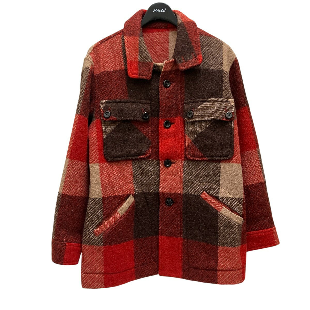 【中古】BURBON TEIJIN　チェック シャツジャケット レッド サイズ：13号 【241125】（バーボン テイジ..