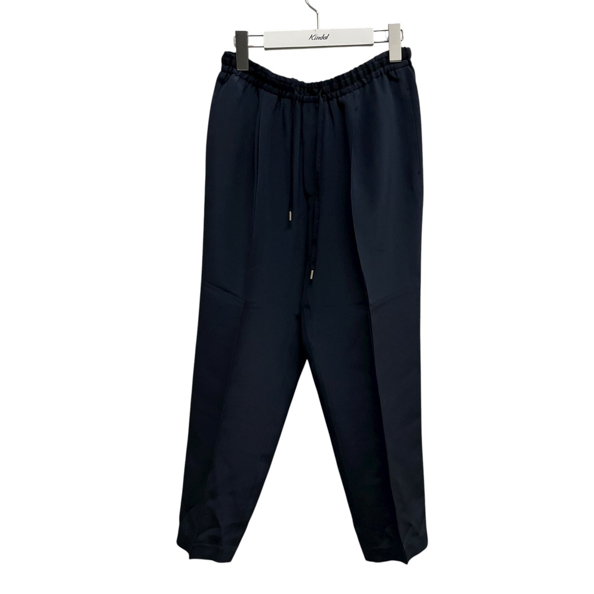 【中古】Drawer シルクドロストテーパードパンツ イージーパンツ 6514-299-0974 ネイビー サイズ:34 【241125】(ドゥロワー)