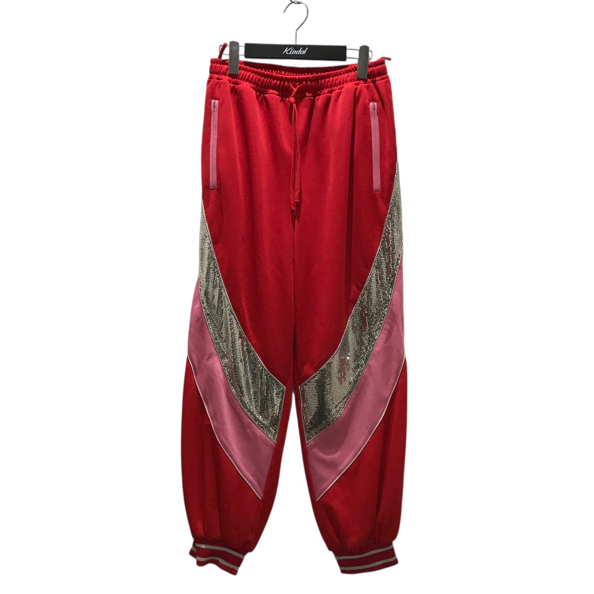 【中古】GUCCI スパンコールトラックパンツ 740095 レッド×シルバー×ピンク サイズ:XS 【241125】(グッチ)