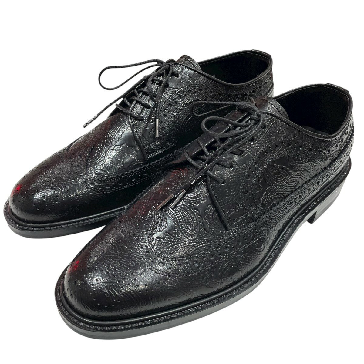【中古】kenford　CLASSICWING TIP PAISLEY レザーシューズ CJ25H K031 ブラック サイズ：26cm 【251125】（ケンフォード）