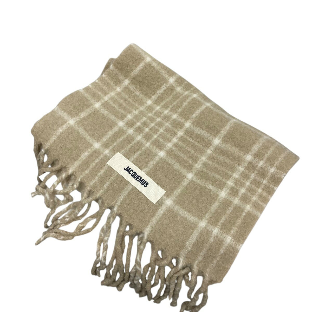【中古】JACQUEMUS　モヘアアルパカマフラー ベージュ サイズ：ONE SIZE 【281125】（ジャックムス）