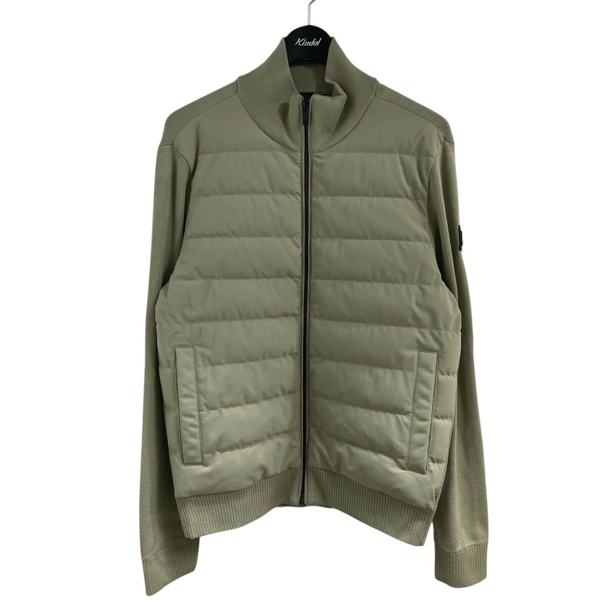 【中古】MOOSE KNUCKLESパテッドドッキングニットジャケット カーキ サイズ：L【価格見直し】