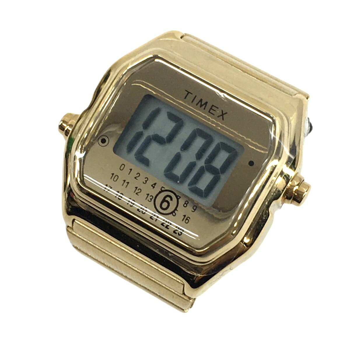 【中古】MM6 Maison Margiela×TIMEX 25AW MM6 × Timex T80 Ring Watch リングウォッチ S／M ロゴ 時計 指輪 アクセサリー ゴールド 【051225】（エムエムシックス メゾンマルジェラ×タイメックス）