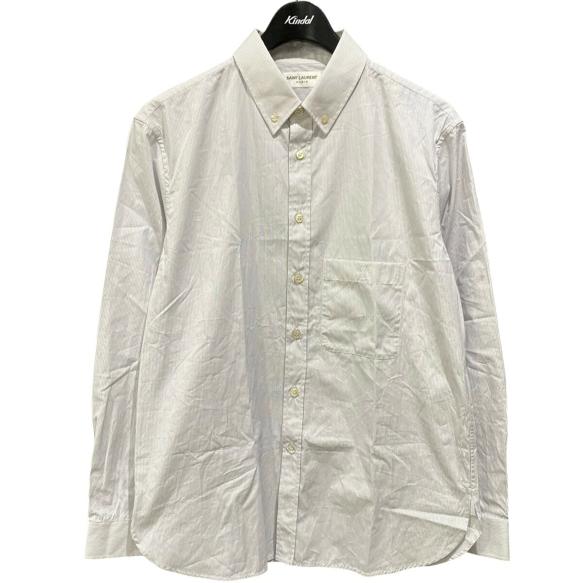 Rakuten - 【中古】Saint Laurent ParisYSLロゴ付ストライプシャツ 712700 ホワイト サイズ：38【価格見直し】