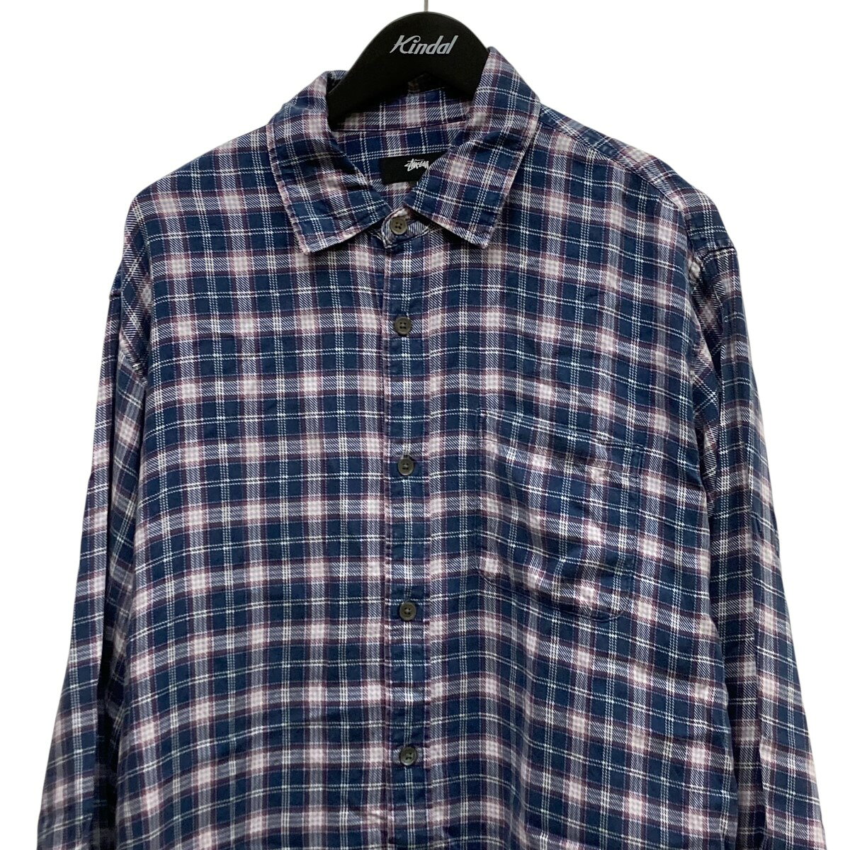 【中古】stussy　チェックシャツ ネイビー サイズ：L 【110226】（ステューシー）