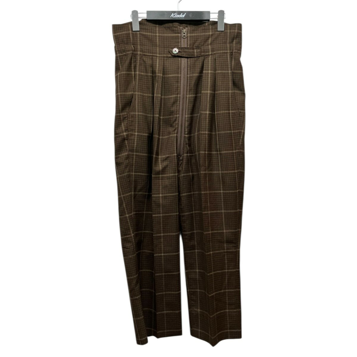 【中古】NEAT　19AWFox Brothers Wool Block Check センタージップチェックパンツ ブラウン サイズ：M 【200226】（ニート）