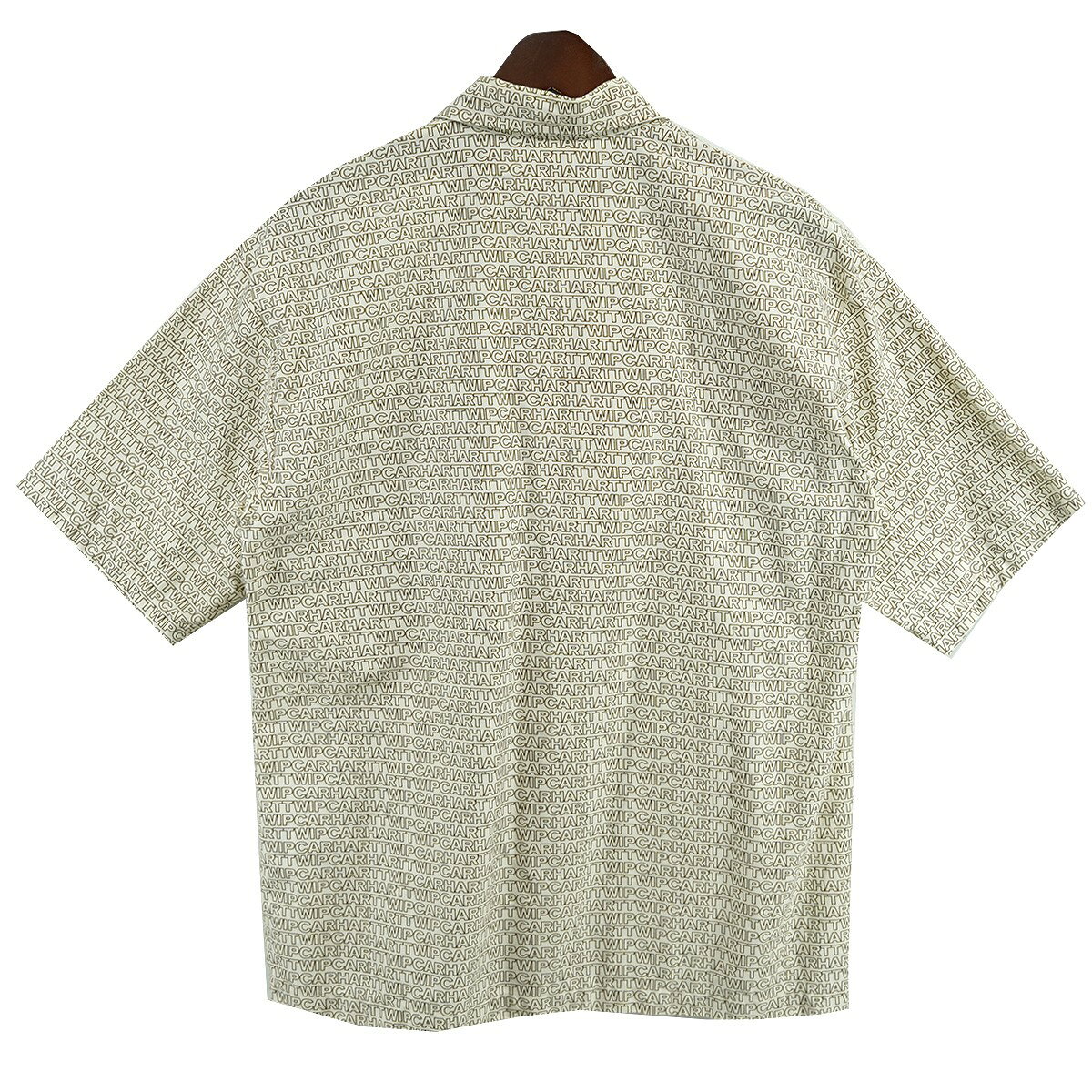 【中古】CARHARTT WIPw s／s typo shirt ロゴ 総柄 オールオーバー 半袖シャツ ホワイト×ブラウン サイズ：S【価格見直し】 kind-u-13485382 ブランド古着のカインドオル サンプル画像2