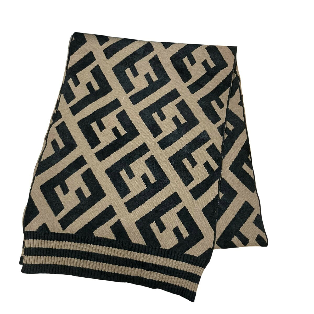【中古】FENDI　ズッカ柄マフラー ブラウン サイズ：190×35 【270226】（フェンディ）