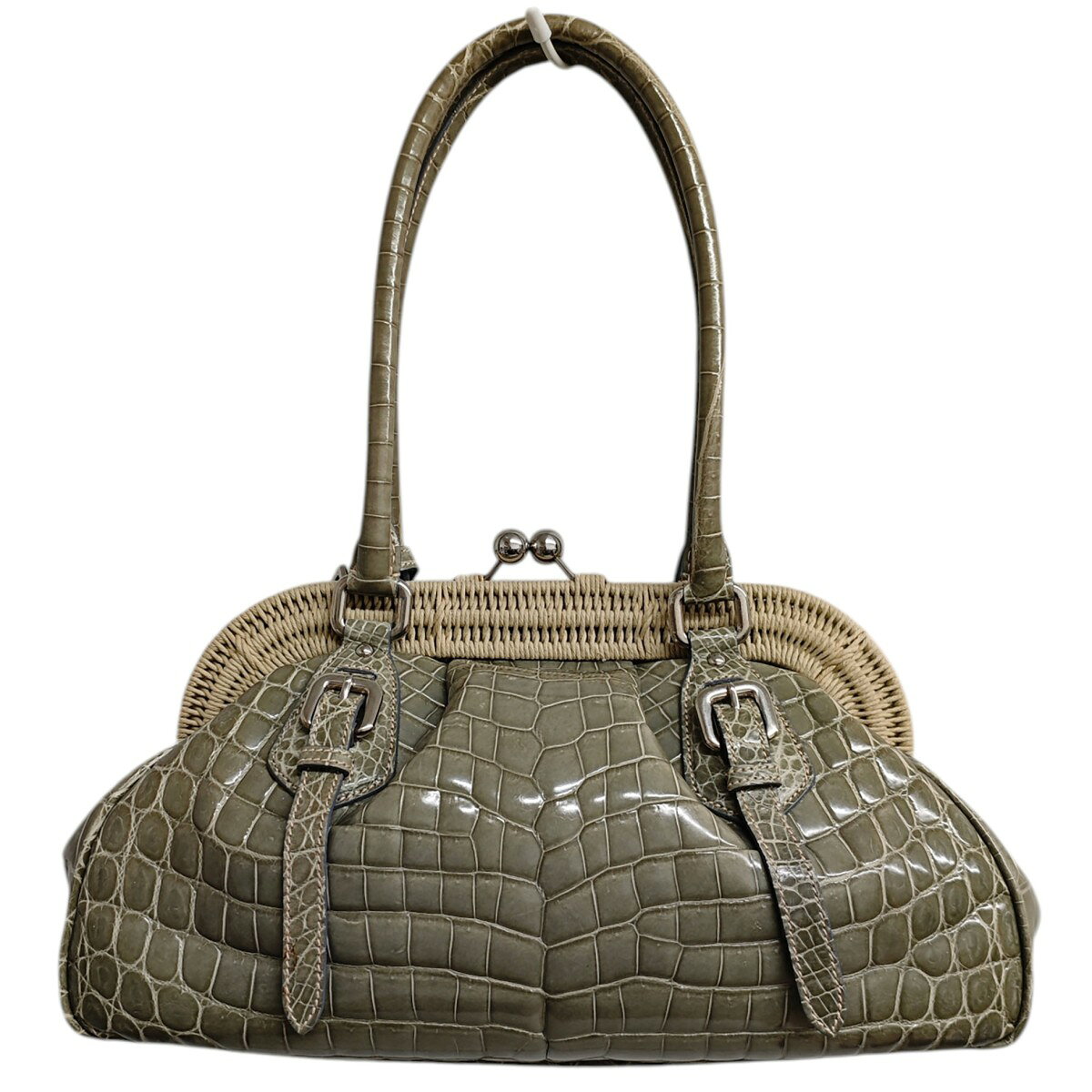 【中古】PRADA クロコダイル がま口ハンド...の紹介画像2