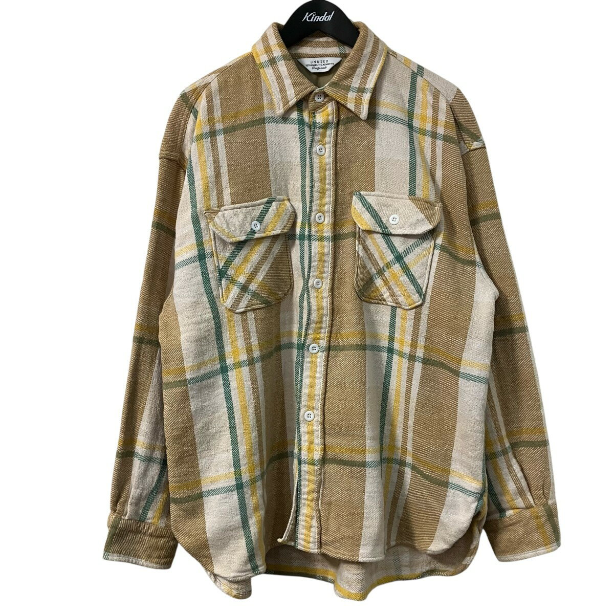 樂天商城 - 【中古】UNUSED　チェックシャツジャケット US1698 ベージュ サイズ：3 【070426】（アンユーズド）