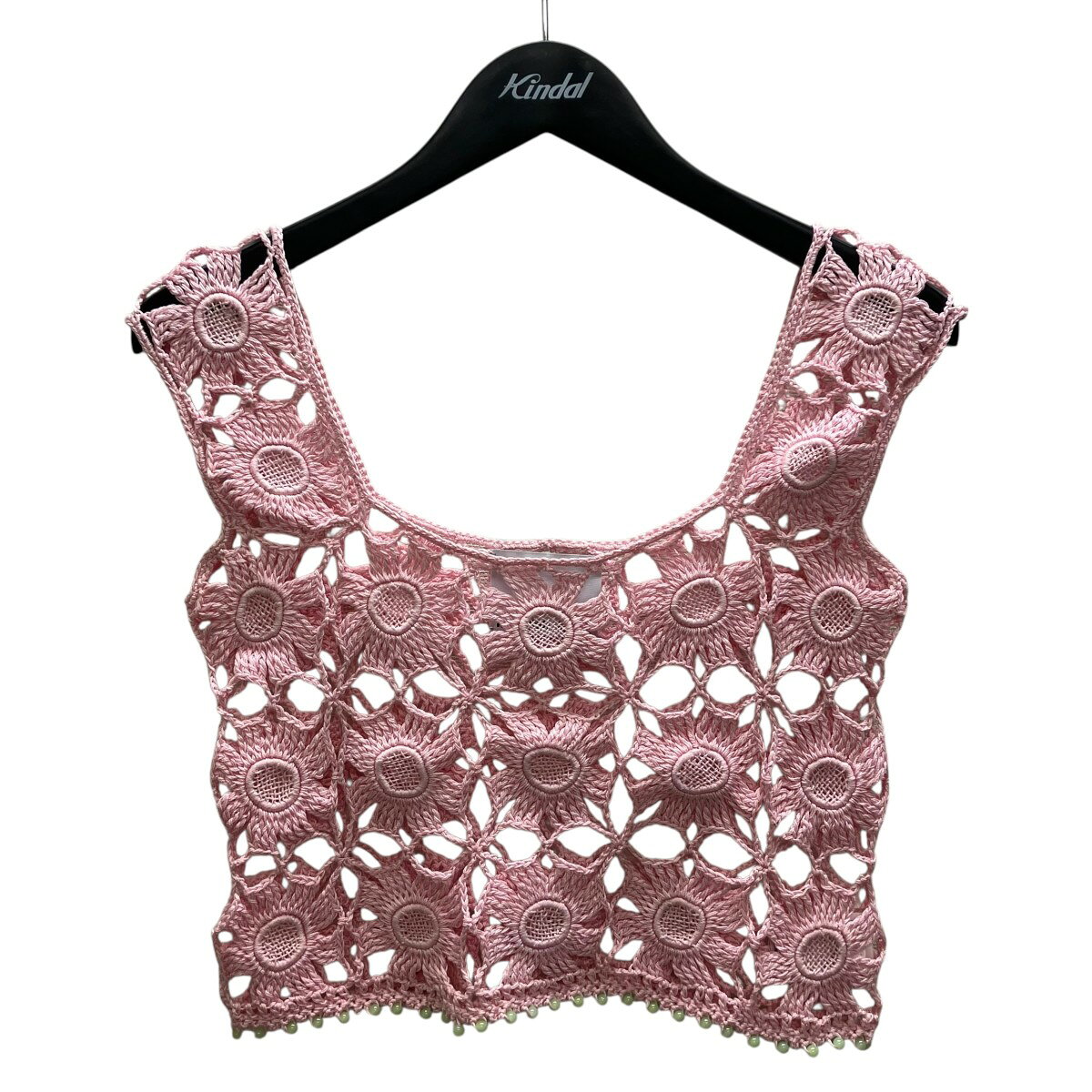 【中古】MOZHDEN MATINMOZHDEH MATIN FLOWER LACE TOP レースタンクトップ ピンク サイズ：S【価格見直し】