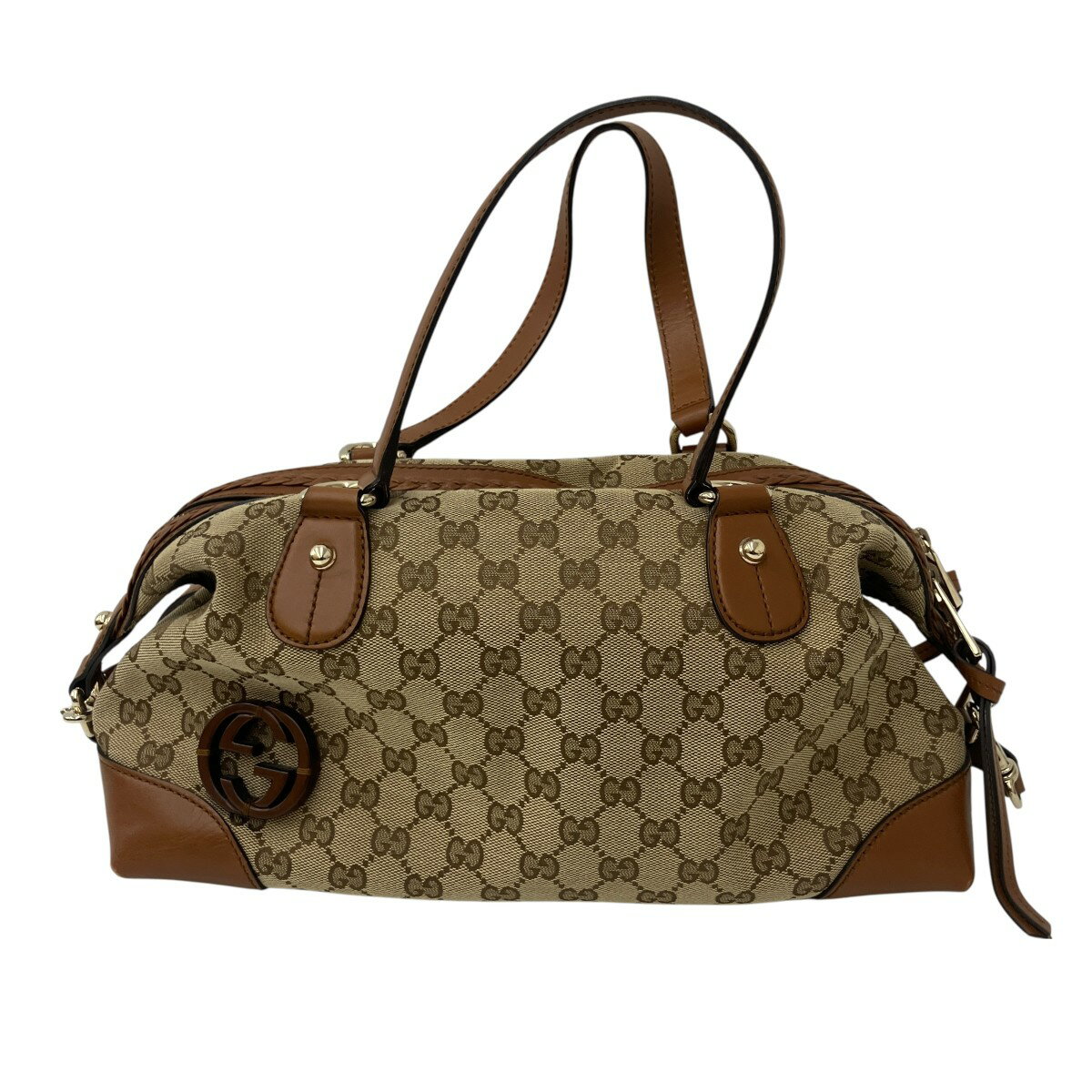 【中古】GUCCI　ブリックレーン ボストンバッグ 296898 ベージュ×ブラウン 【310326】（グッチ）