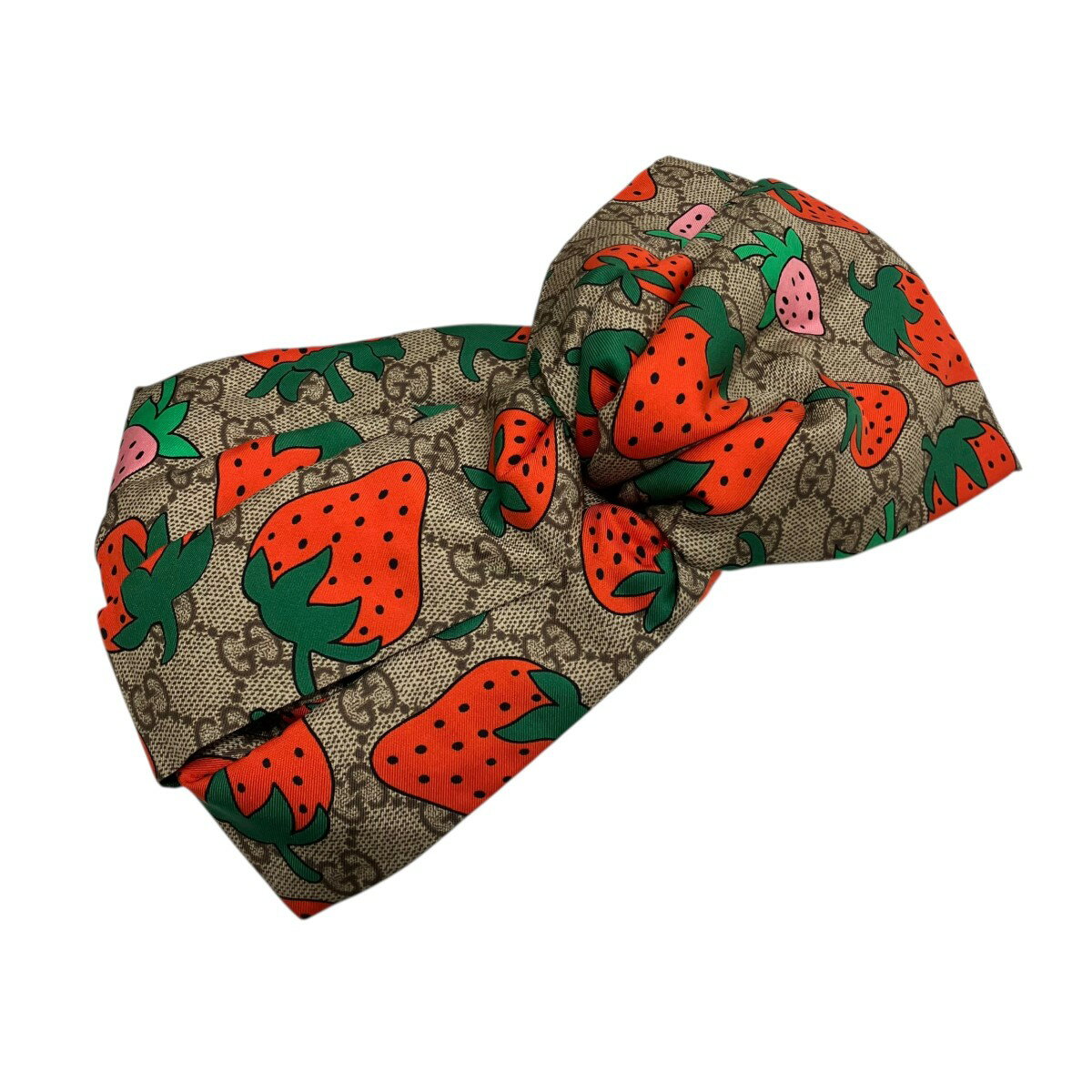 【中古】GUCCI　ストロベリープリントGGヘッドバンド ベージュ サイズ：M 【010426...