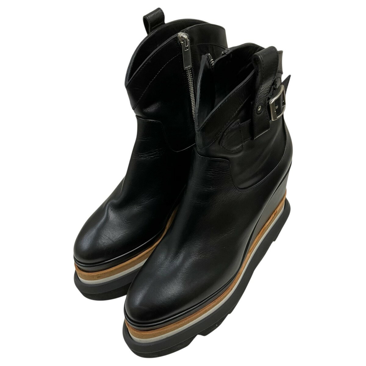 Rakuten - 【中古】sacai　21SS プラットフォームウェッジブーツ ブラック 【100426】（サカイ）