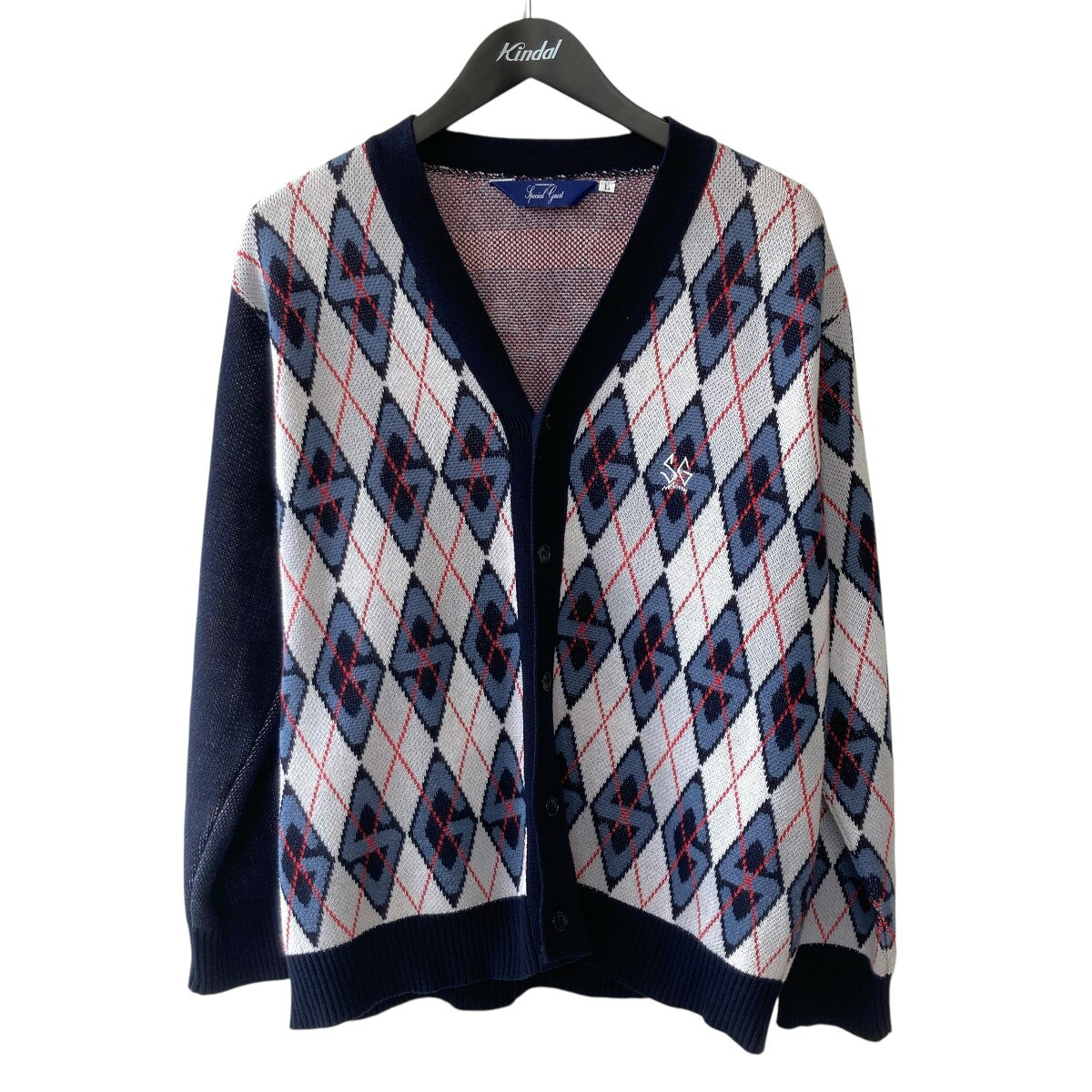 SPECIAL GUEST K．K．　SG ARGYLE CARDIGAN アーガイル カーディガン オフホワイト、ネイビー サイズ：L （スペシャルゲスト）