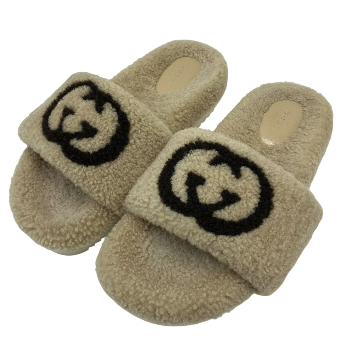 【中古】GUCCI　インターロッキングG ボア サンダル ベージュ サイズ：39 【300526】（グッチ）