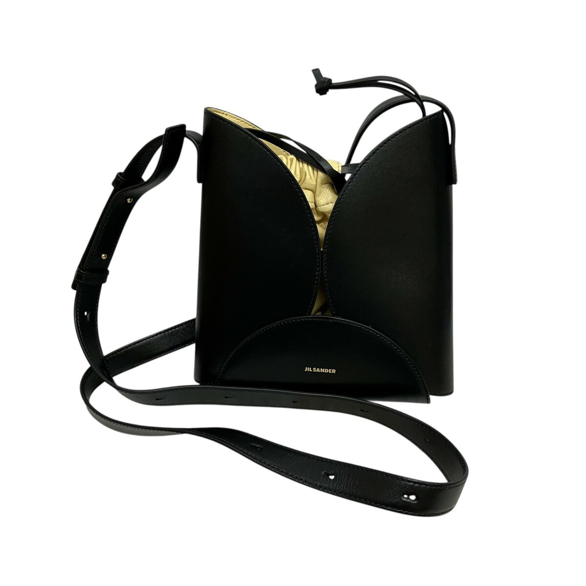 【中古】JIL SANDERCURVE SMALL 巾着バッグ付きレザーショルダーバッグ ブラック サイズ：ONE SIZE【価格見直し】