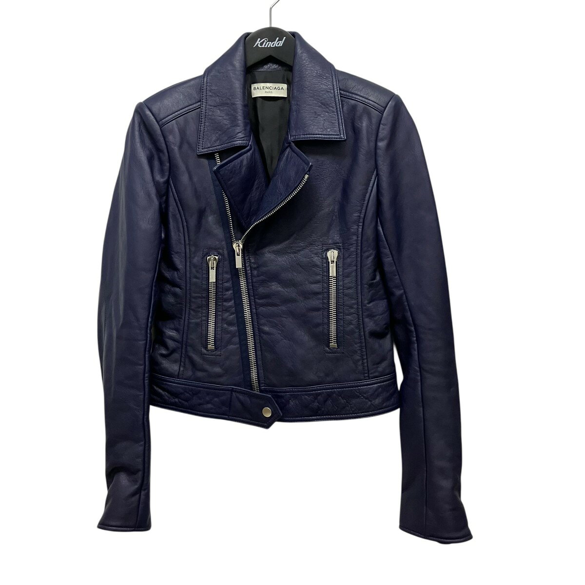 【中古】BALENCIAGA ライダースジャケット 374639 パープルネイビー サイズ：38 【150426】（バレンシアガ）
