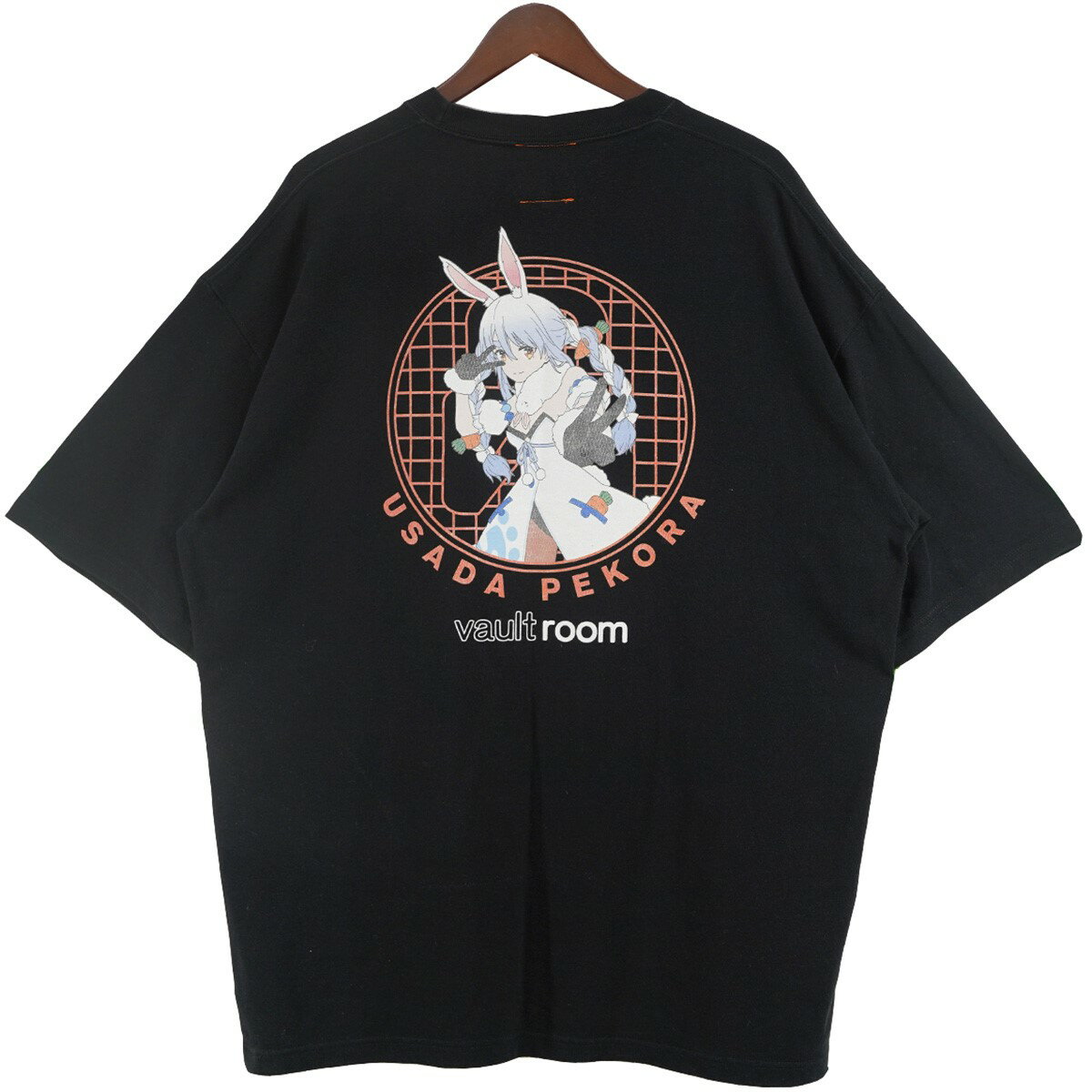 VAULTROOM23AW VR × PEKORA TEE VTuber「兎田ぺこら」 ロゴ Tシャツ ブラック サイズ：XL