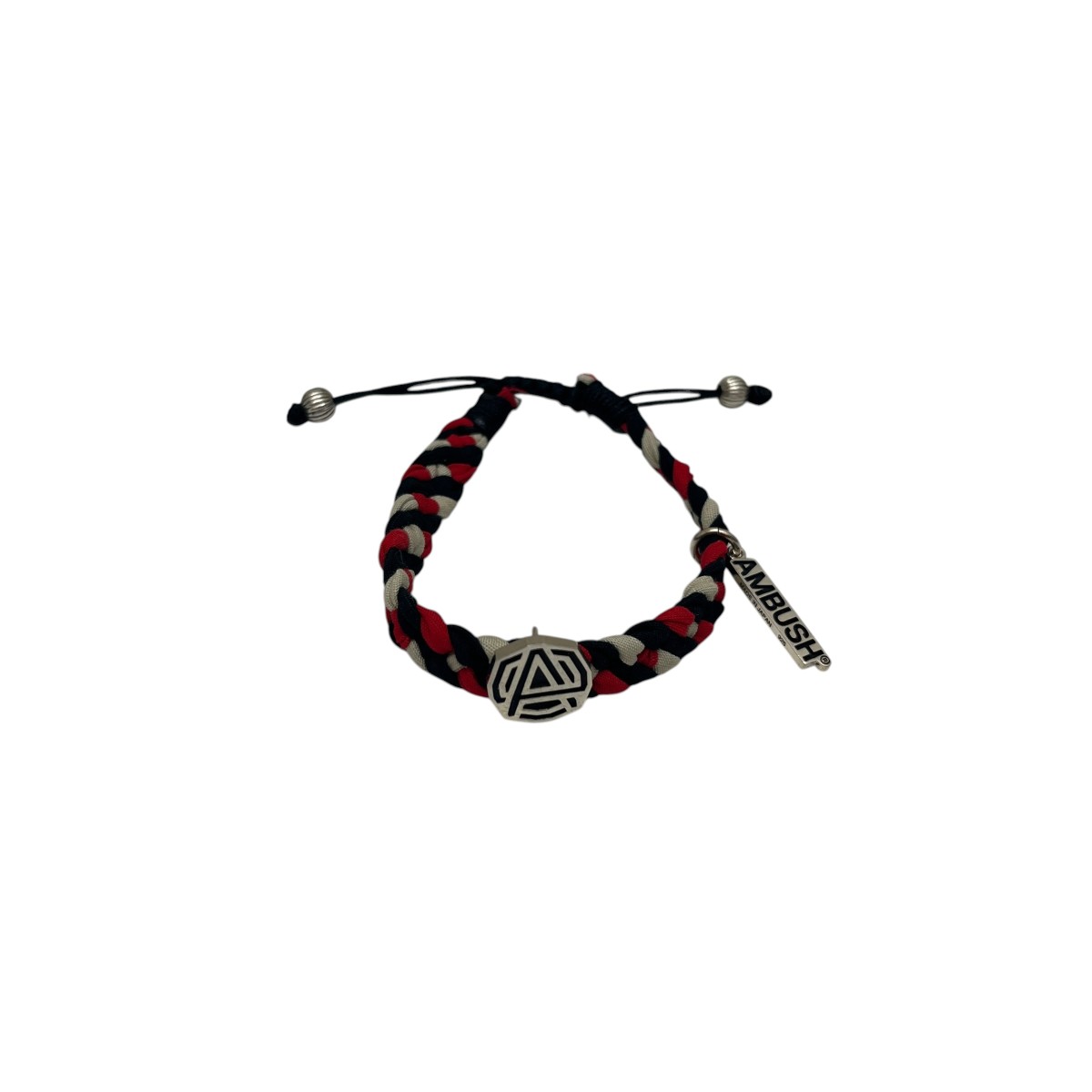 【中古】AMBUSH　ロゴプレートミサンガブレスレット レッド×ホワイト×ネイビー 【250426】（アンブッシュ）