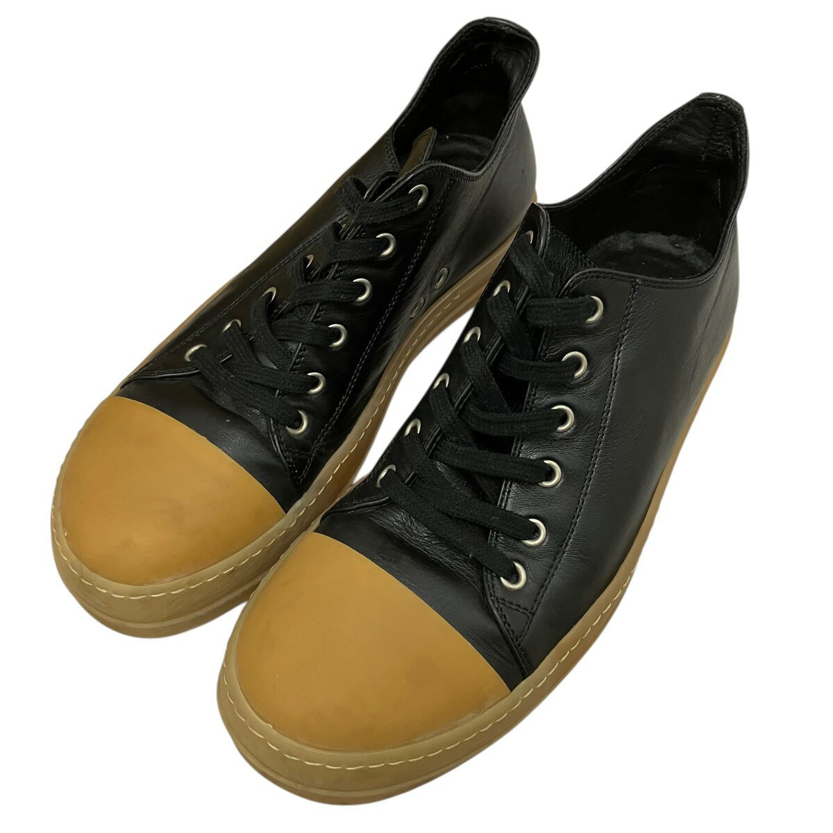 RICK OWENS　Gum Sole Ramones レザースニーカー E18 1606 ブラック×ガムソール サイズ：40 （リックオウエンス）