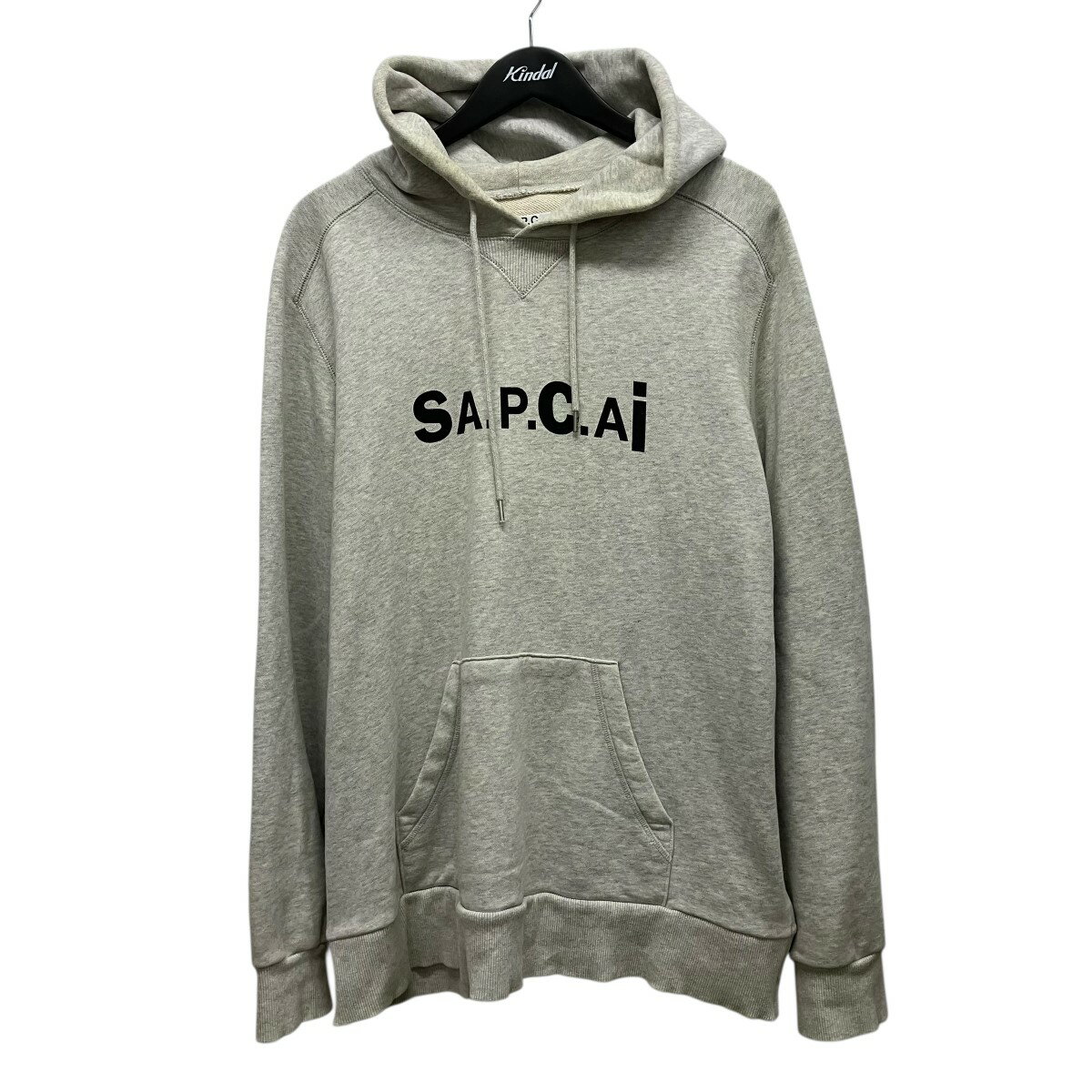 【中古】A．P．C．×sacai サイドジップロゴプルオーバーパーカー 21E2-COEON-M27655 グレー サイズ：XL 【300426】（アーペーセー×サカイ）