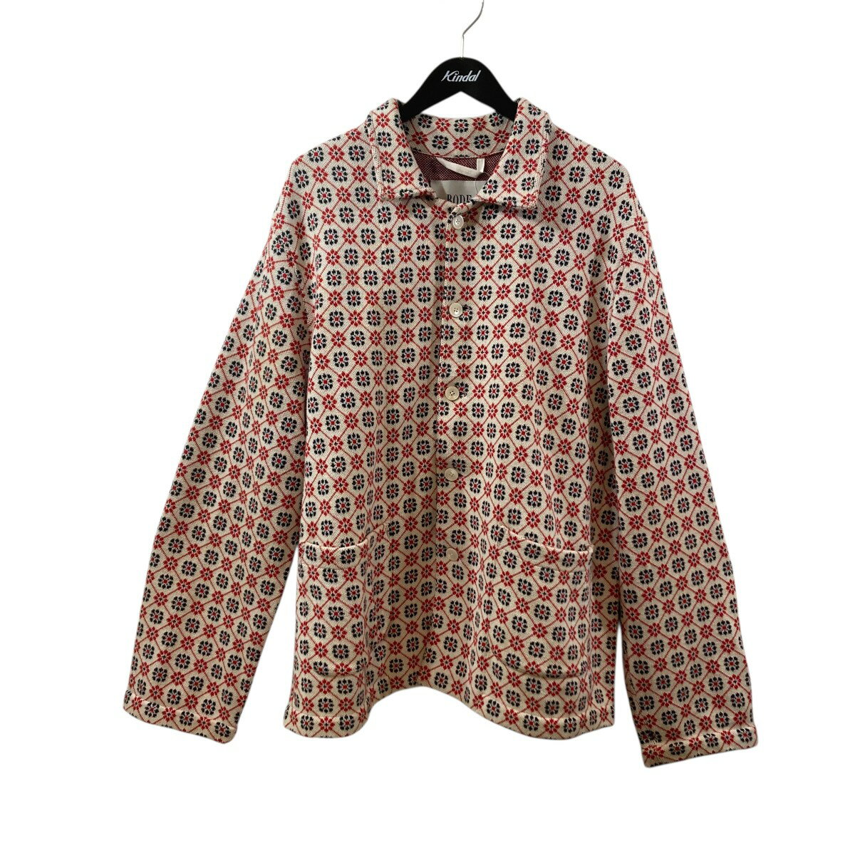 Rakuten - 【中古】BODE　FLORAL JACQUARD LOUIE OVERSHIRT ニットジャケット 96-02-22-02012 ホワイト×レッド サイズ：L/XL 【010526】（ボーディ）