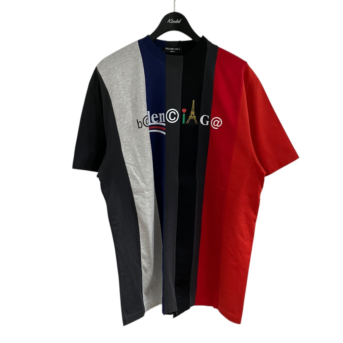 樂天商城 - 【中古】BALENCIAGA　再構築Tシャツ レッド×ブラック×ネイビー サイズ：XXS 【030526】（バレンシアガ）