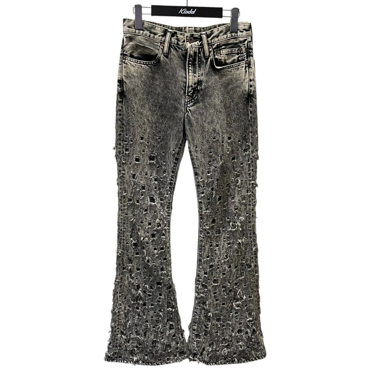 SUGARHILL24SS 加工フレアエデニムパンツ CRASHED BLACK MODERN DENIM FLARED TROUSERS 2441000433 グレー サイズ：30
