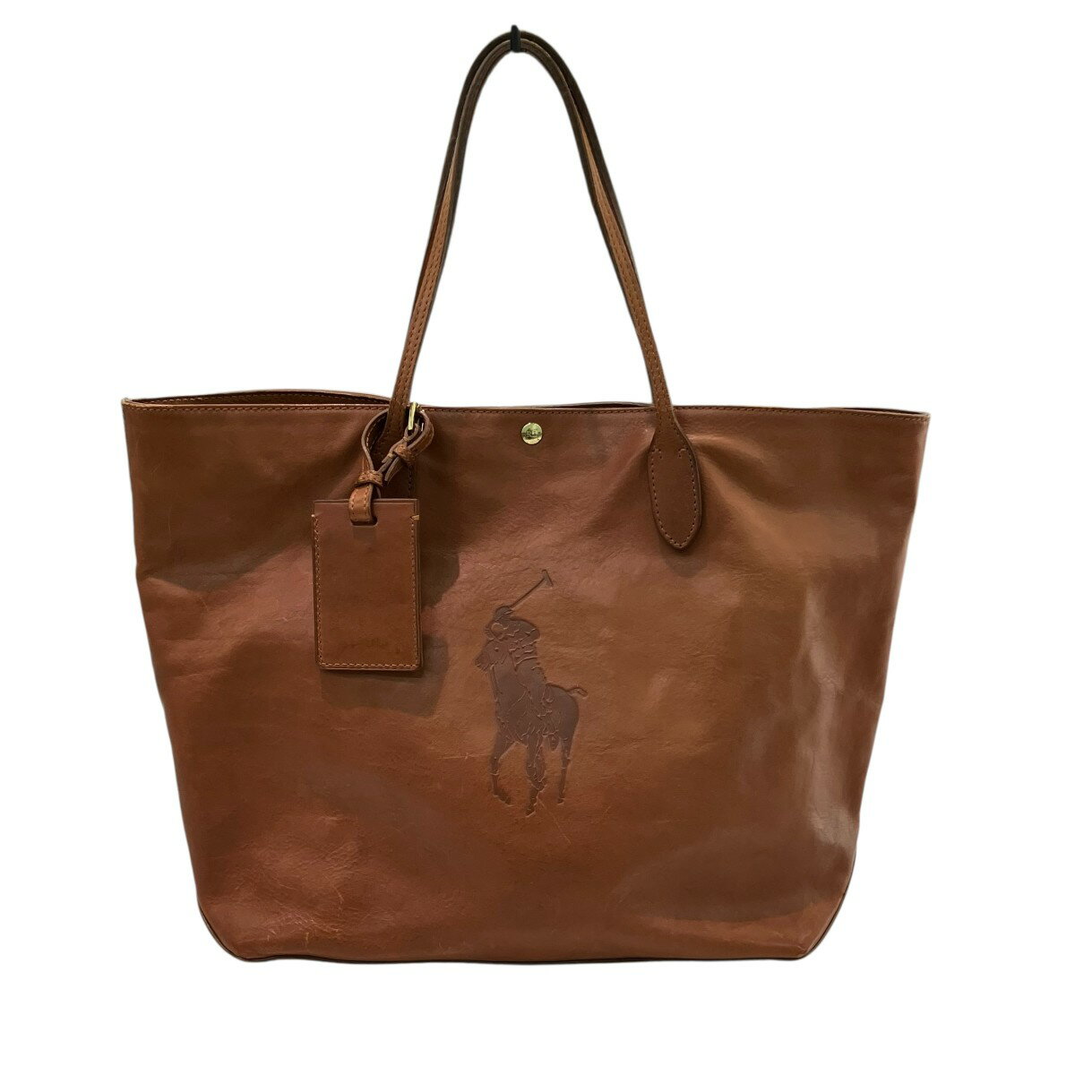 ポロ ラルフローレントートバッグ ビッグポニー ベージュ×オレンジ刺繍 美品 RALPH LAUREN ラルフローレン ビックポニー キャンバス オレンジ