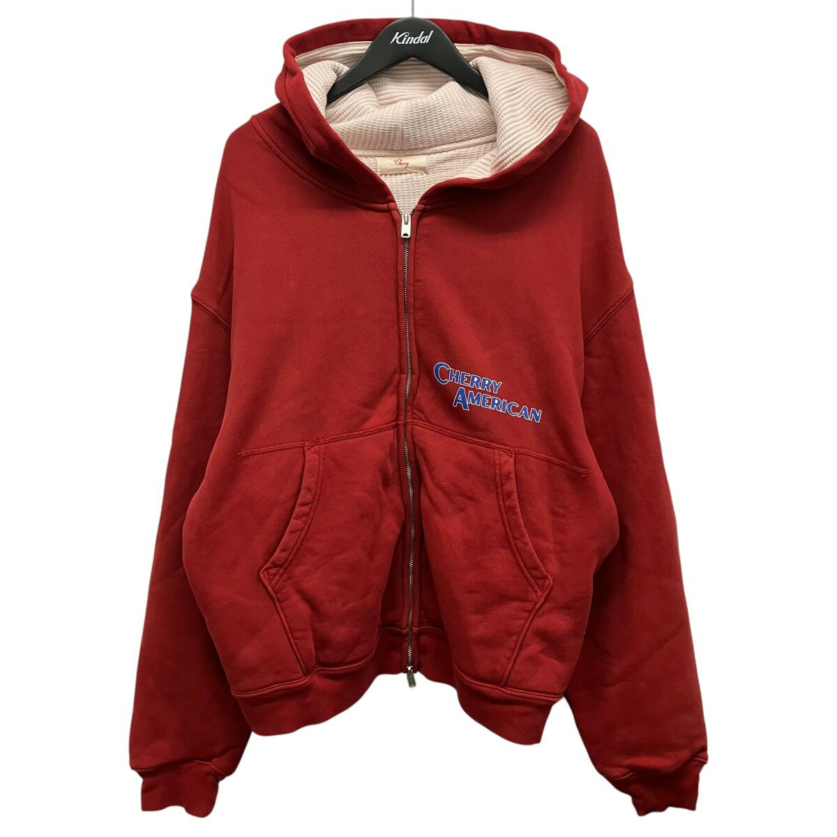 CHERRY LOS ANGLESサーマルZIP UPパーカー レッド サイズ：L