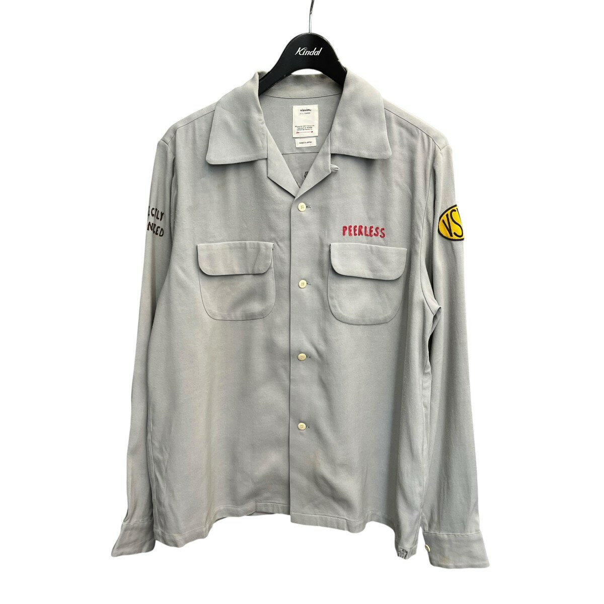 VISVIM　KEESEY G．S． SHIRT L S I．Q．W．T． オープンカラーシャツ 0124105011015 ライトグレー サイズ：2 （ビズビム）