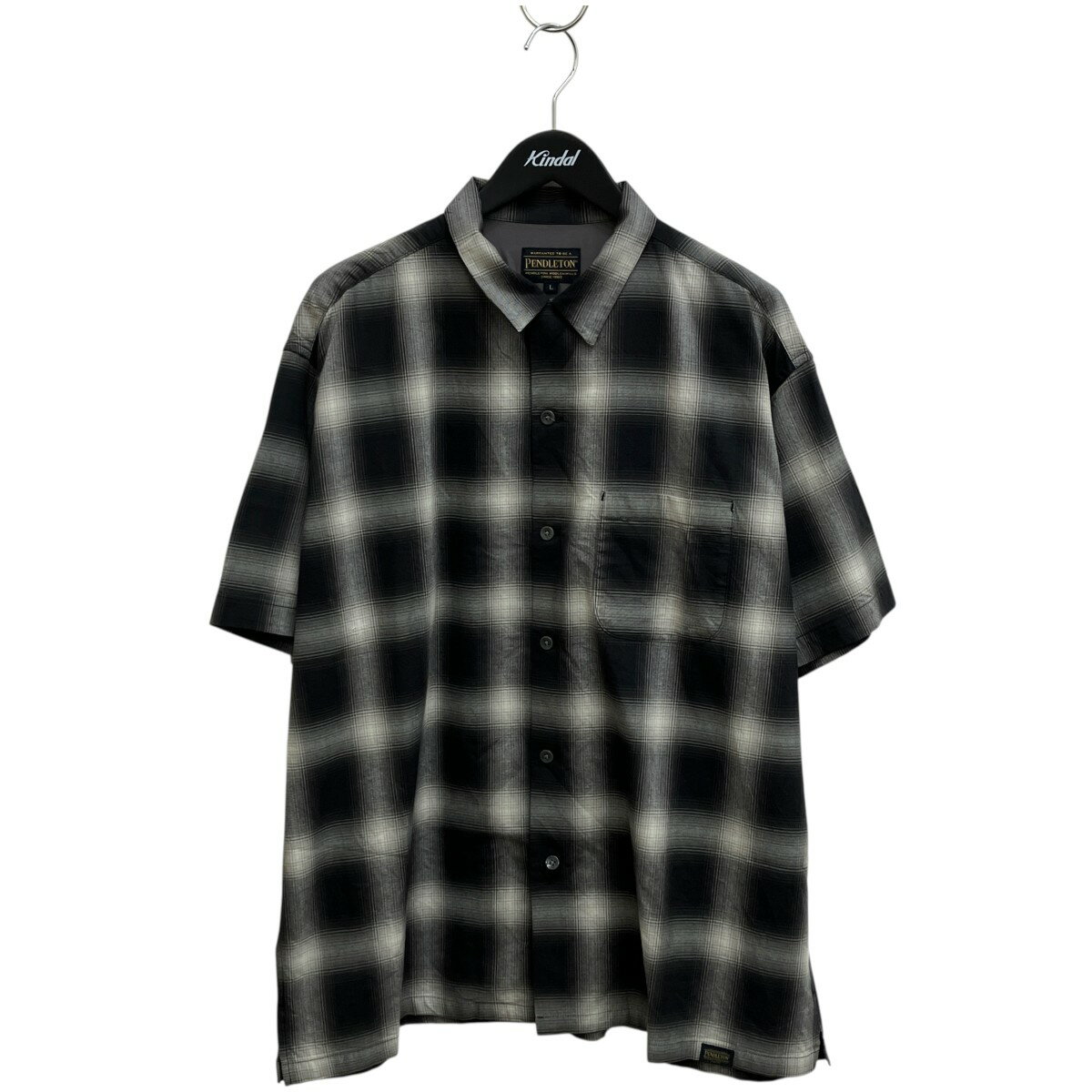 【中古】PENDLETON 別注 arknets Cotton shaggy Open Collar Shirt 半袖シャツ 632904 ブラック サイズ：L 【120626】（ペンドルトン）