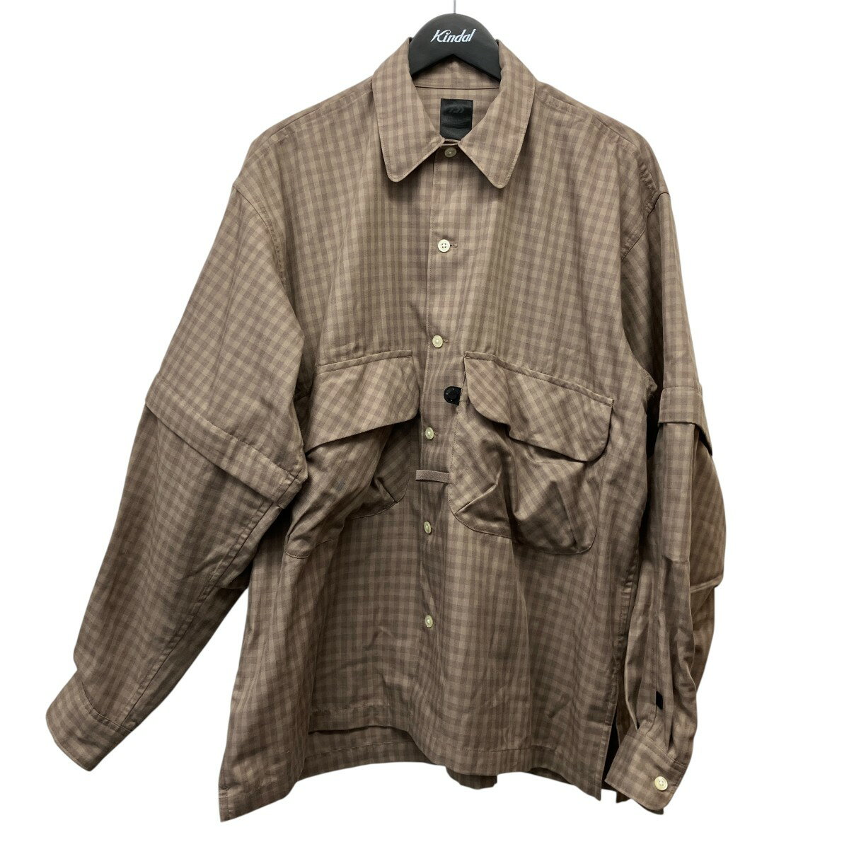 樂天商城 - 【中古】DAIWA PIER39　TECH SPORTS OPEN COLLAR SHIRTS L S MINI PLAIDS テックチェックシャツ BE-90024 ベージュ サイズ：M 【130626】（ダイワピア39）