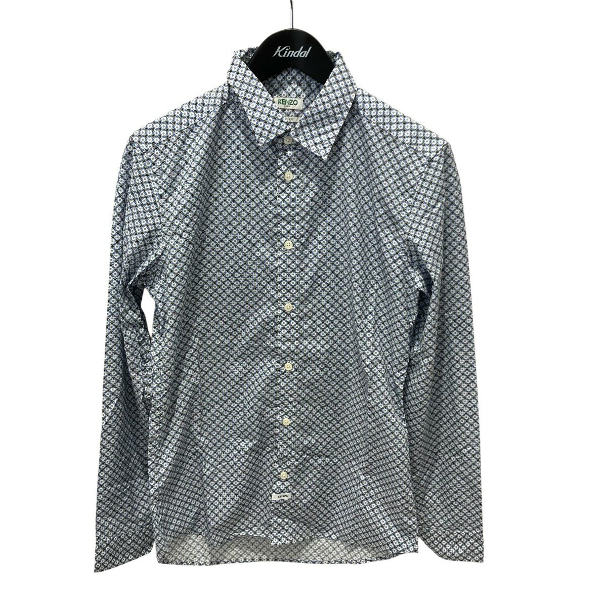 KENZO　Tiger Monogram Poplin Slim Shirt 総柄シャツ F965CH2001KJ ブルー サイズ：38/15 （ケンゾー）