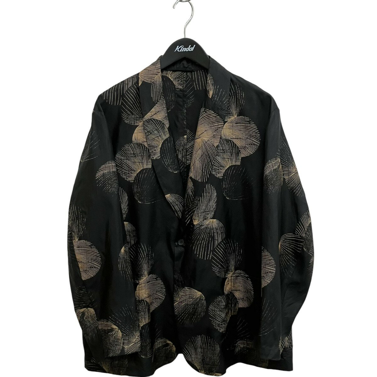 COMOLI　25SS SILK SHELL SHAWL COLLAR JACKET 長袖シャツ B01-L1004 ブラック×ベージュ サイズ：0 （コモリ）