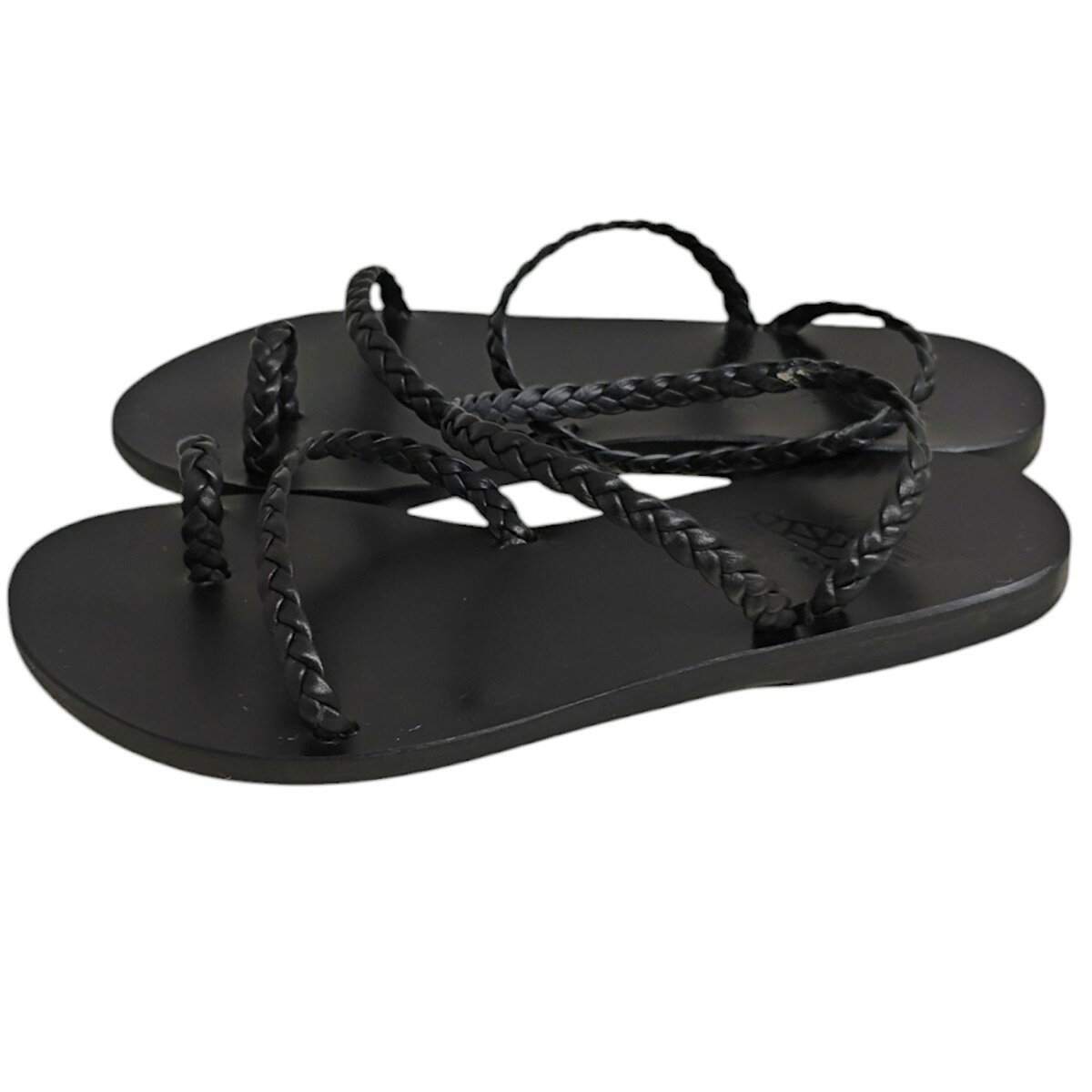 【中古】ANCIENT GREEK SANDALS　レザーストラップ サンダル ブラック サイズ：35 ...