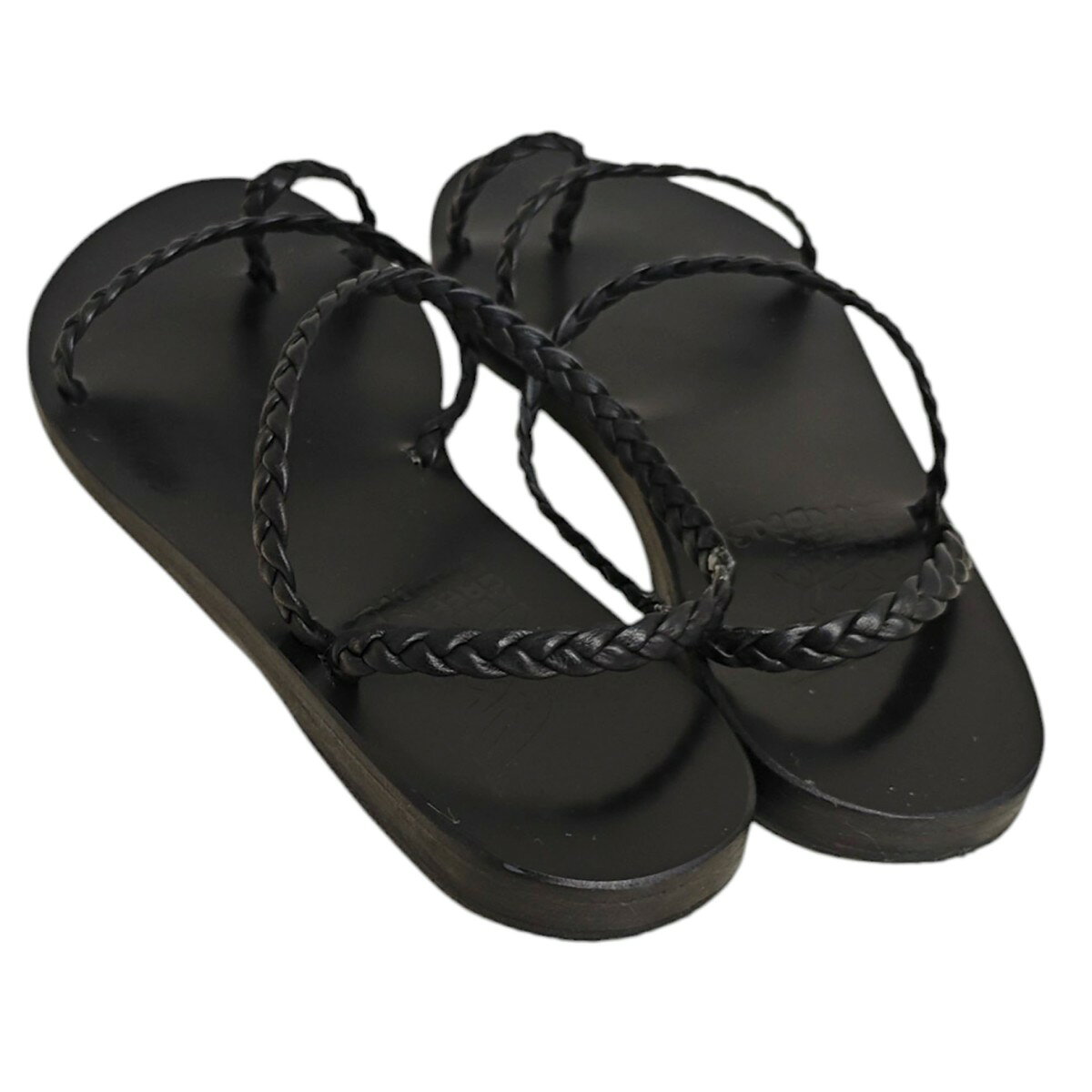 【中古】ANCIENT GREEK SANDALS　レザーストラップ サンダル ブラック サイズ：35 ...