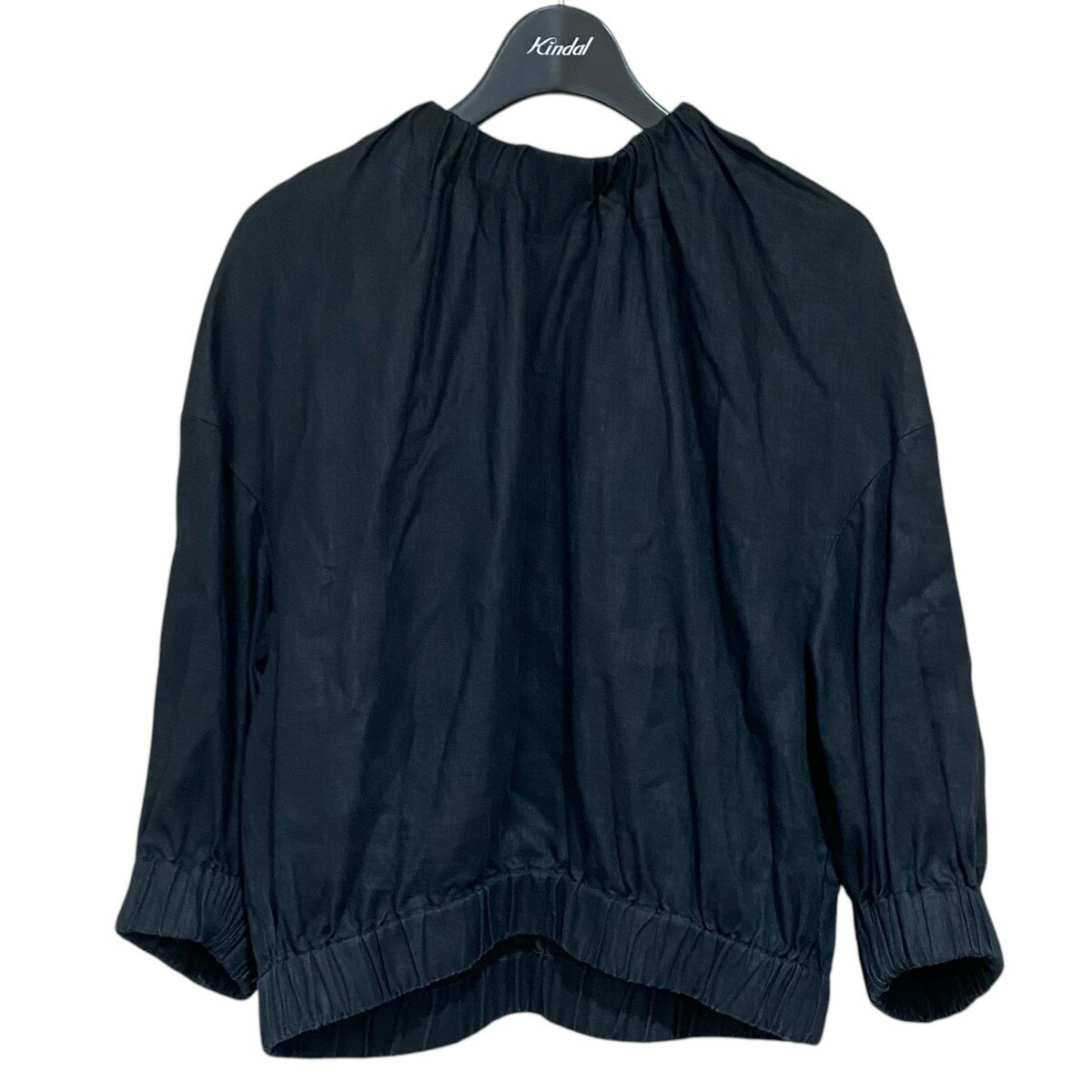 HYKE　LINEN SHIRRED TOP リネンブラウス 241-15206 ブラック サイズ：2 （ハイク）