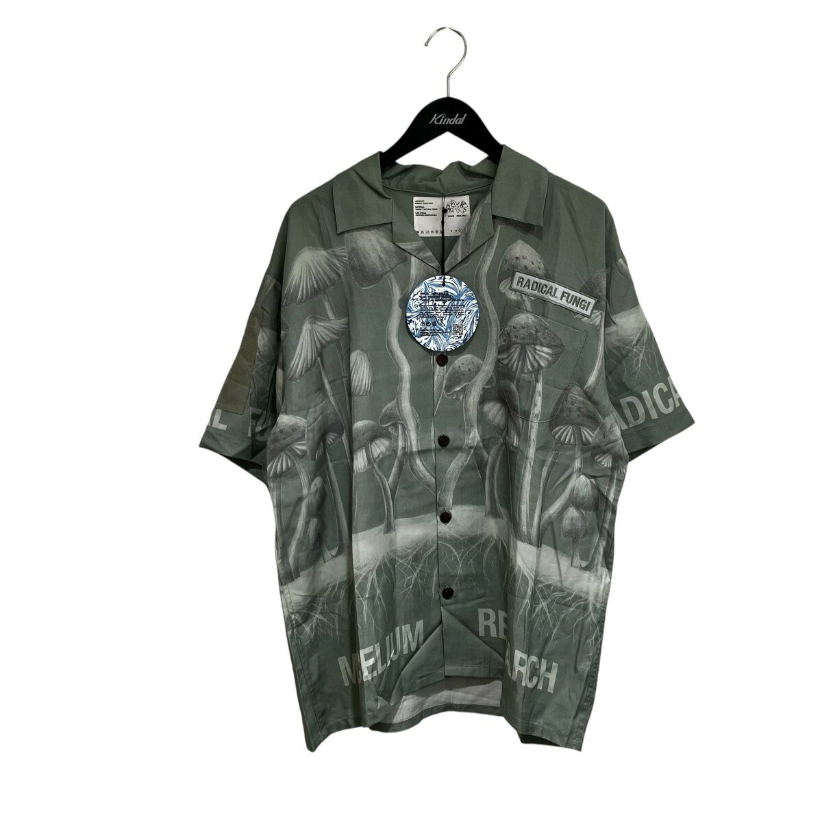 SPACE AVAILABLE　Shirt Radical Fungi 総柄半袖シャツ オリーブ サイズ：L （スペース アヴェイラブル）
