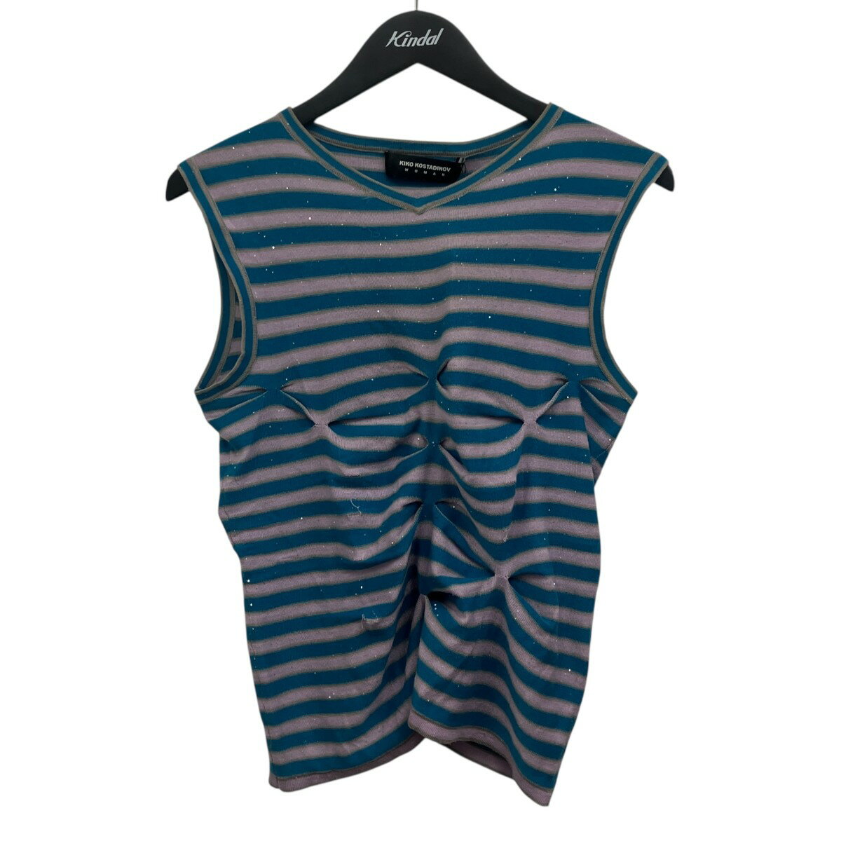 Kiko Kostadinov WOMAN　ZABRISKIE SLEEVELESS KNIT TOP ノースリーブニットトップ ブルー サイズ：34 （キココスタディノフ）