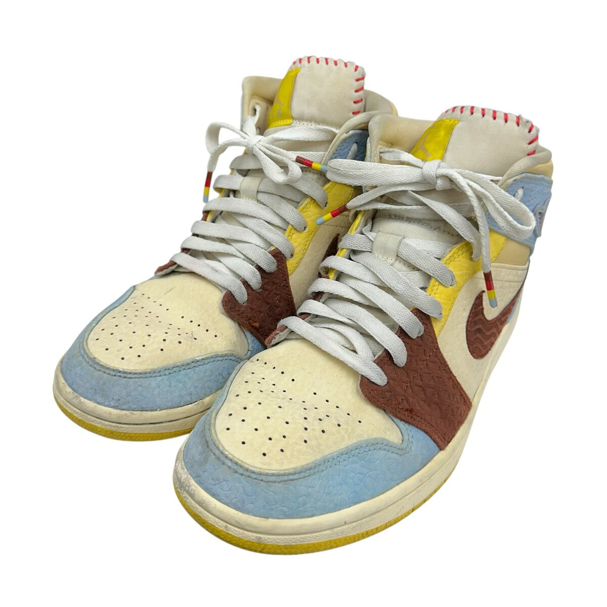 【中古】NIKE×MAISON CHATEAU ROUGE　AIR JORDAN 1 MID SE ”WHITE LIGHT BLUE” スニーカー CU2803-200 マルチカラー サイズ：26.0cm 【250626】（ナイキ）