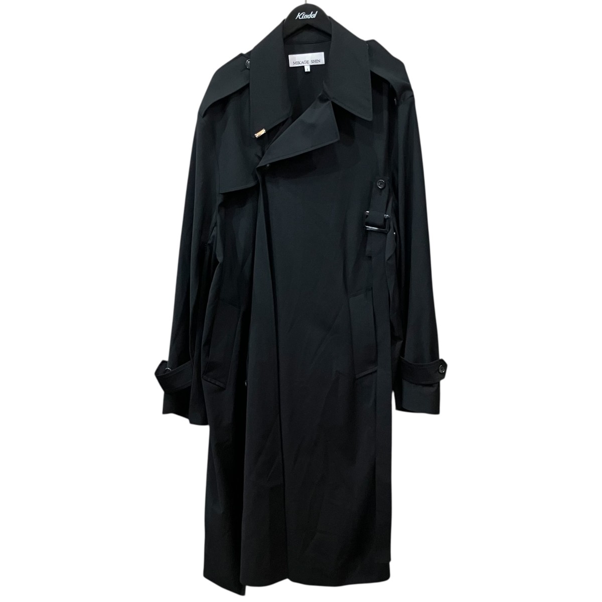 【中古】MIKAGE SHINプリーツロングコート ブラック サイズ：1【価格見直し】