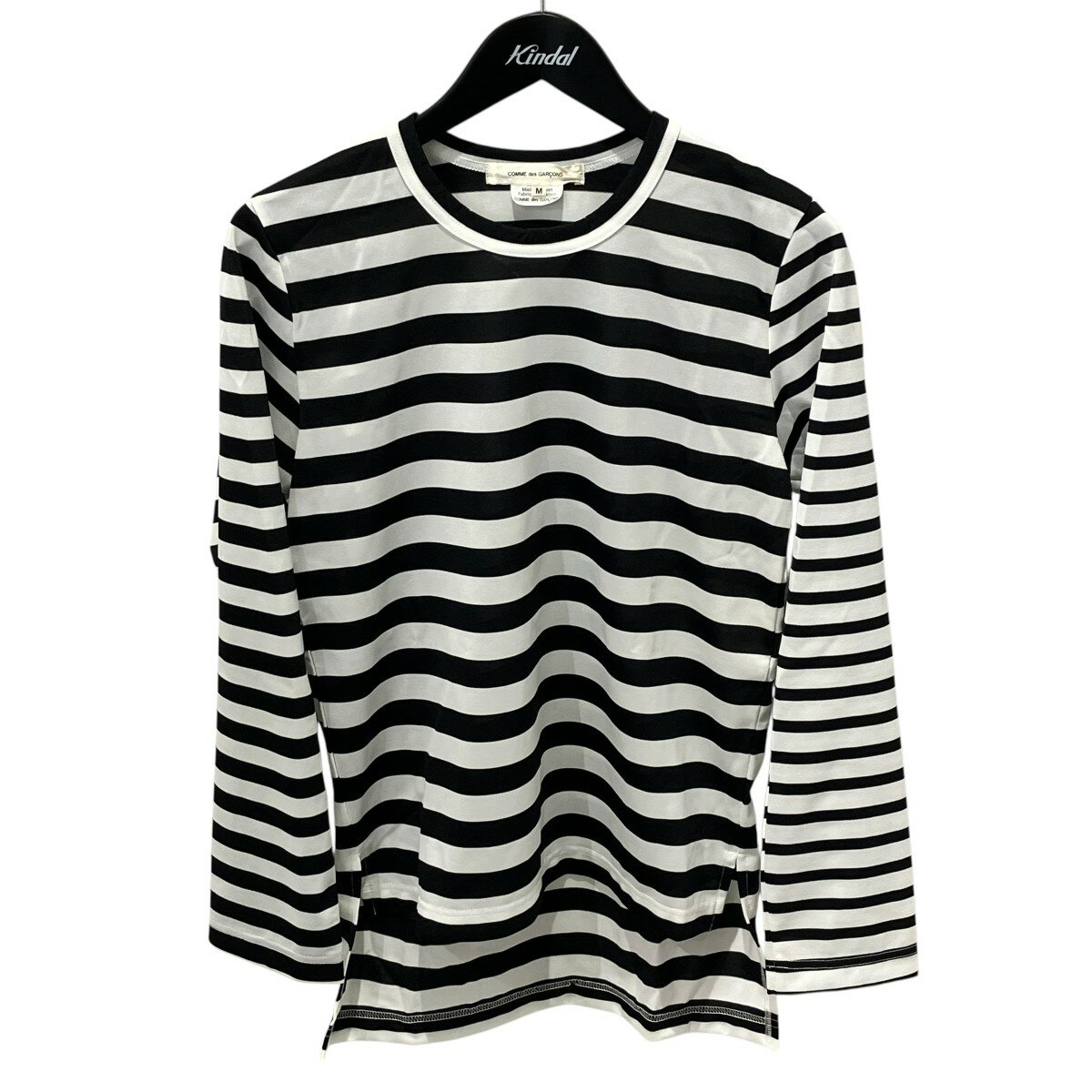 【中古】COMME des GARCONS22AW ボーダー ロングスリーブカットソー GJ-T022 ホワイト×ブラック サイズ：M【価格見直し】
