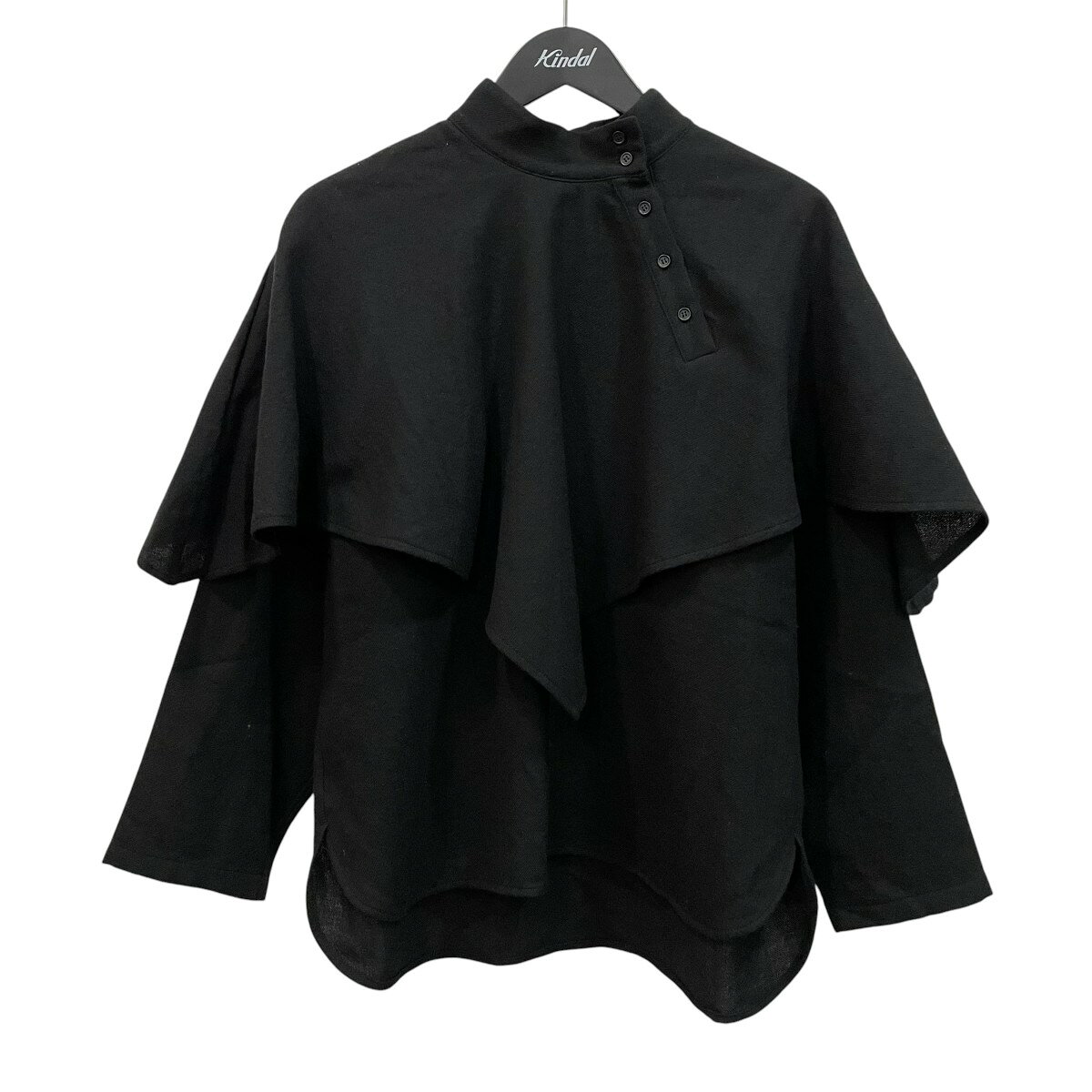 Cristaseya　wide collar top ケープブラウス 10SHCW ブラック サイズ：XS （クリスタセヤ）
